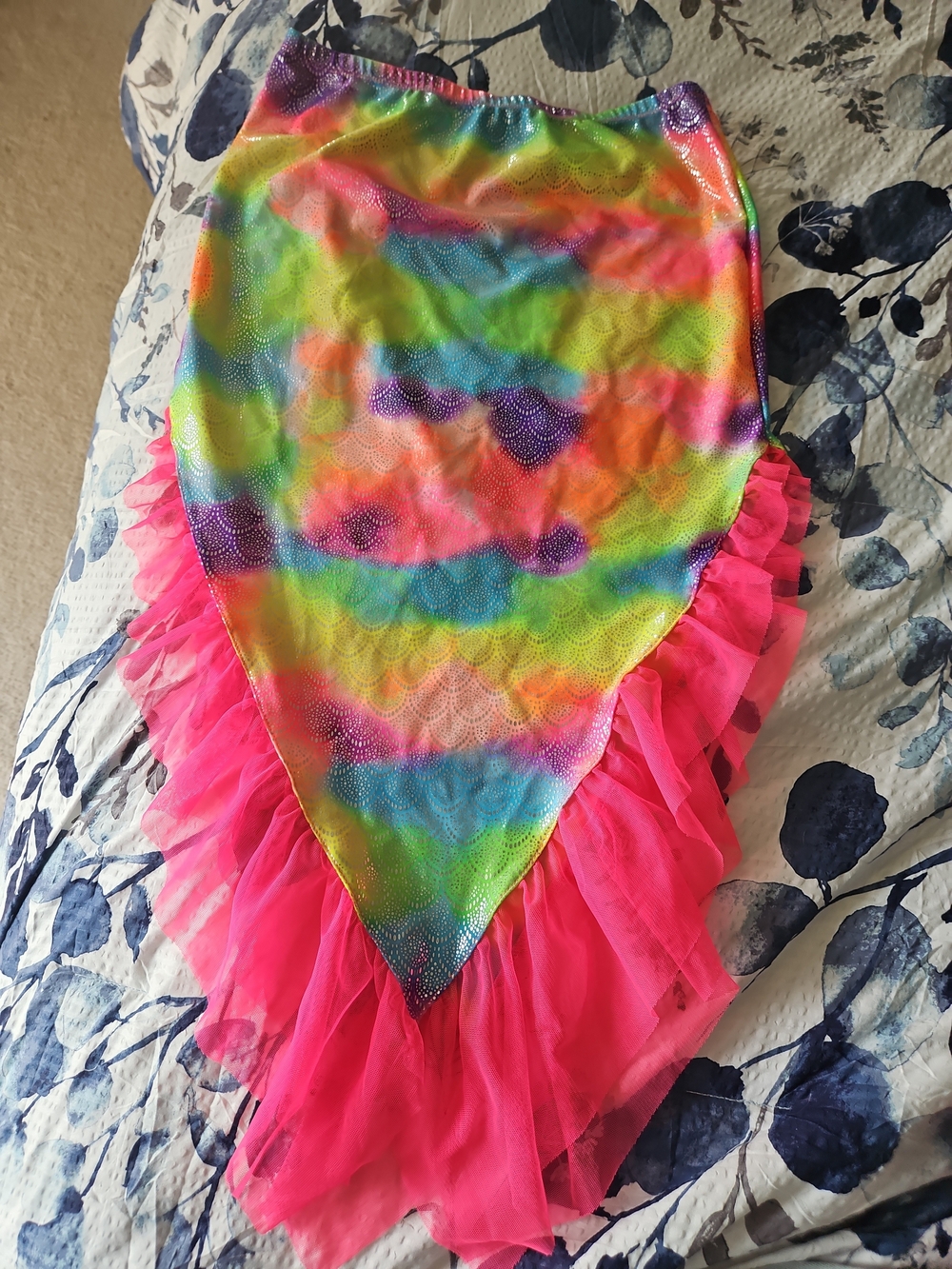 wonder nation Rainbow Multicolor Mermaid Tail Skirt with Hot Pink Tulle